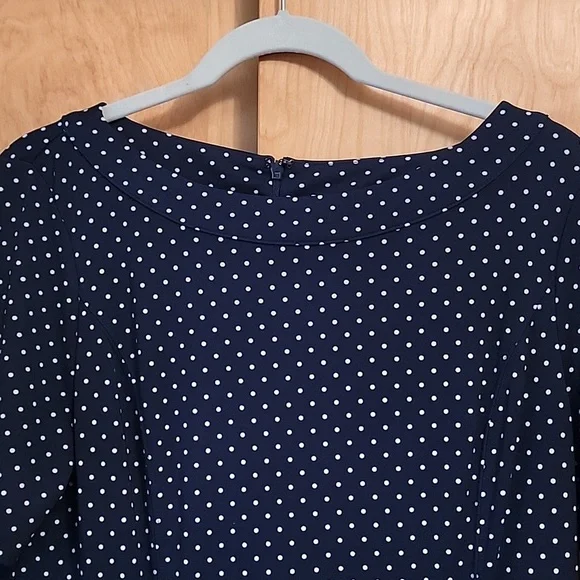 Talbots Blue White Polka Dot Dress - Picture 3 of 12